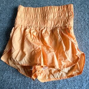 Free People Movement The Way Home Shorts Neon Orange High Rise Smocked Running S